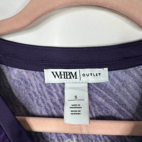 NWT White House Black Market Long Sleeve Lace Up Top Abstract Deep Amethy #WHBM7 - Picture 4 of 9